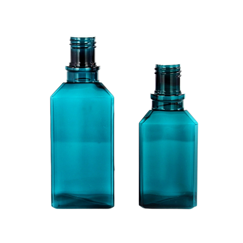 Botella de loción de plástico verde azulado transparente única