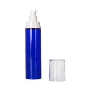 Botella de loción de plástico de masaje azul para viajes