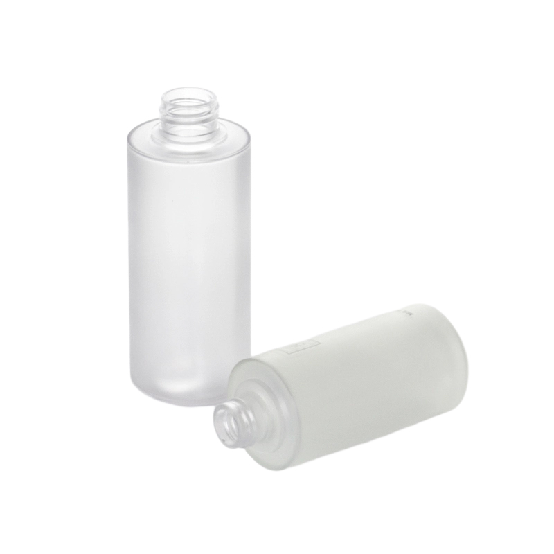 Botella de loción de plástico transparente con tapa de spray