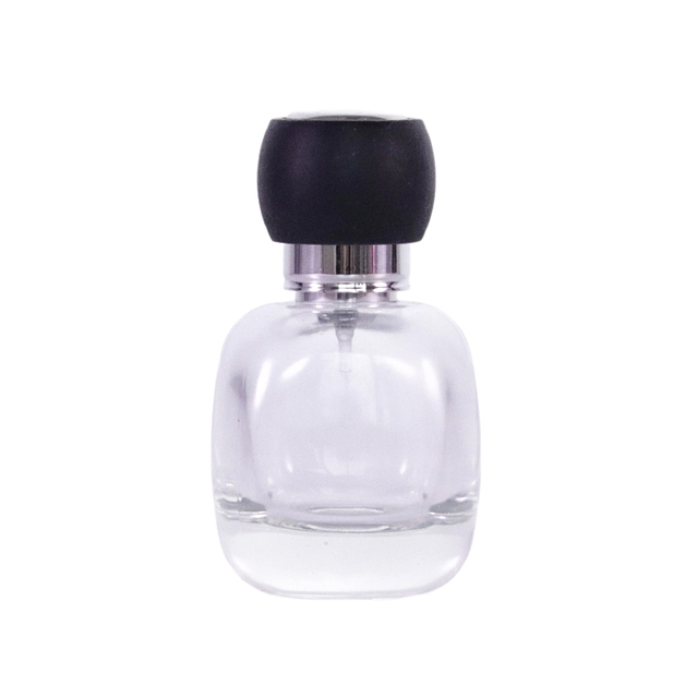 Botella de cristal de perfume de lujo de 20 ml con tapa negra