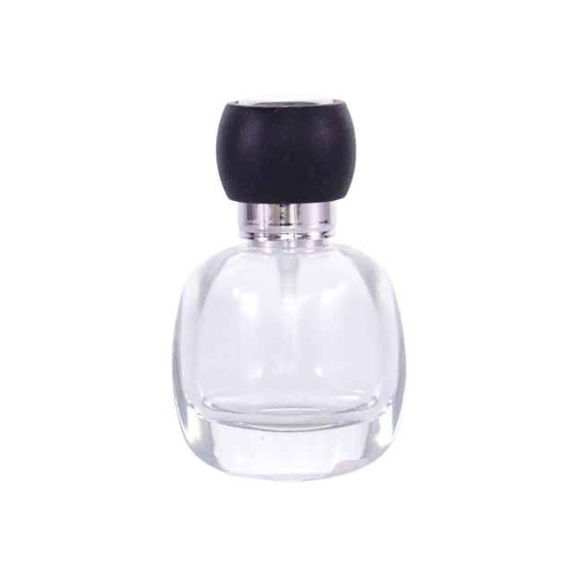 Botella de cristal de perfume de lujo de 20 ml con tapa negra