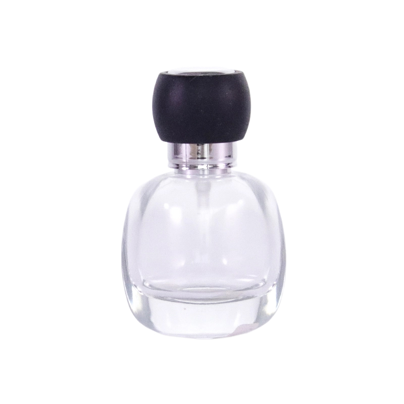 Botella de cristal de perfume de lujo de 20 ml con tapa negra