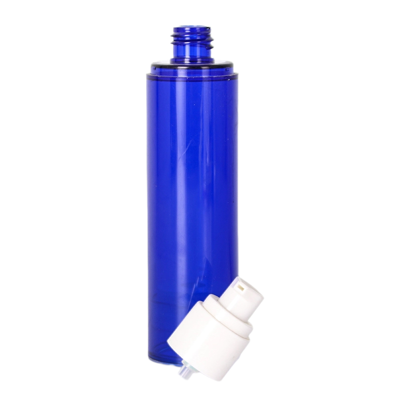 Botella de loción de plástico esmerilado azul para baño
