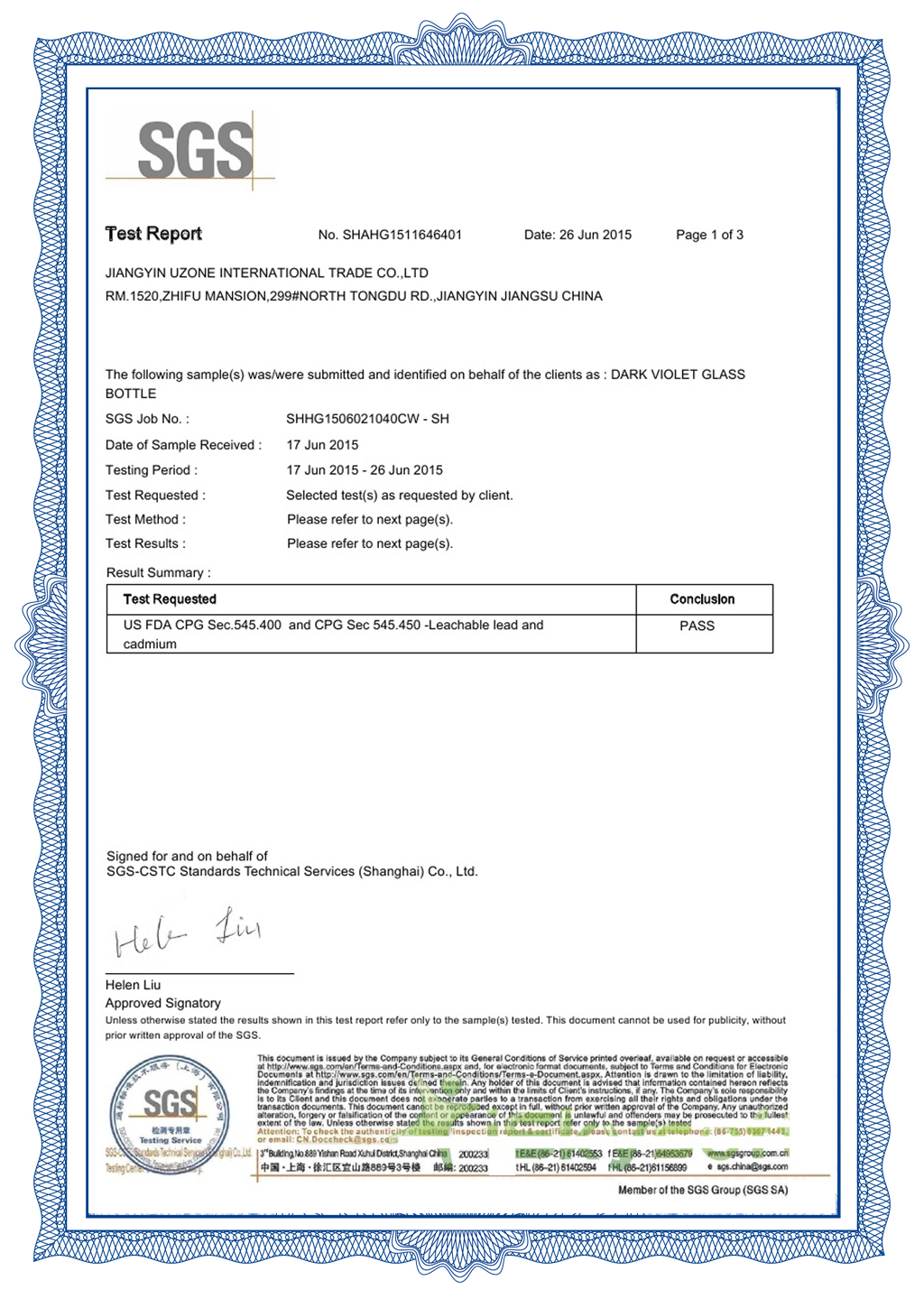 Certificación SGS-2