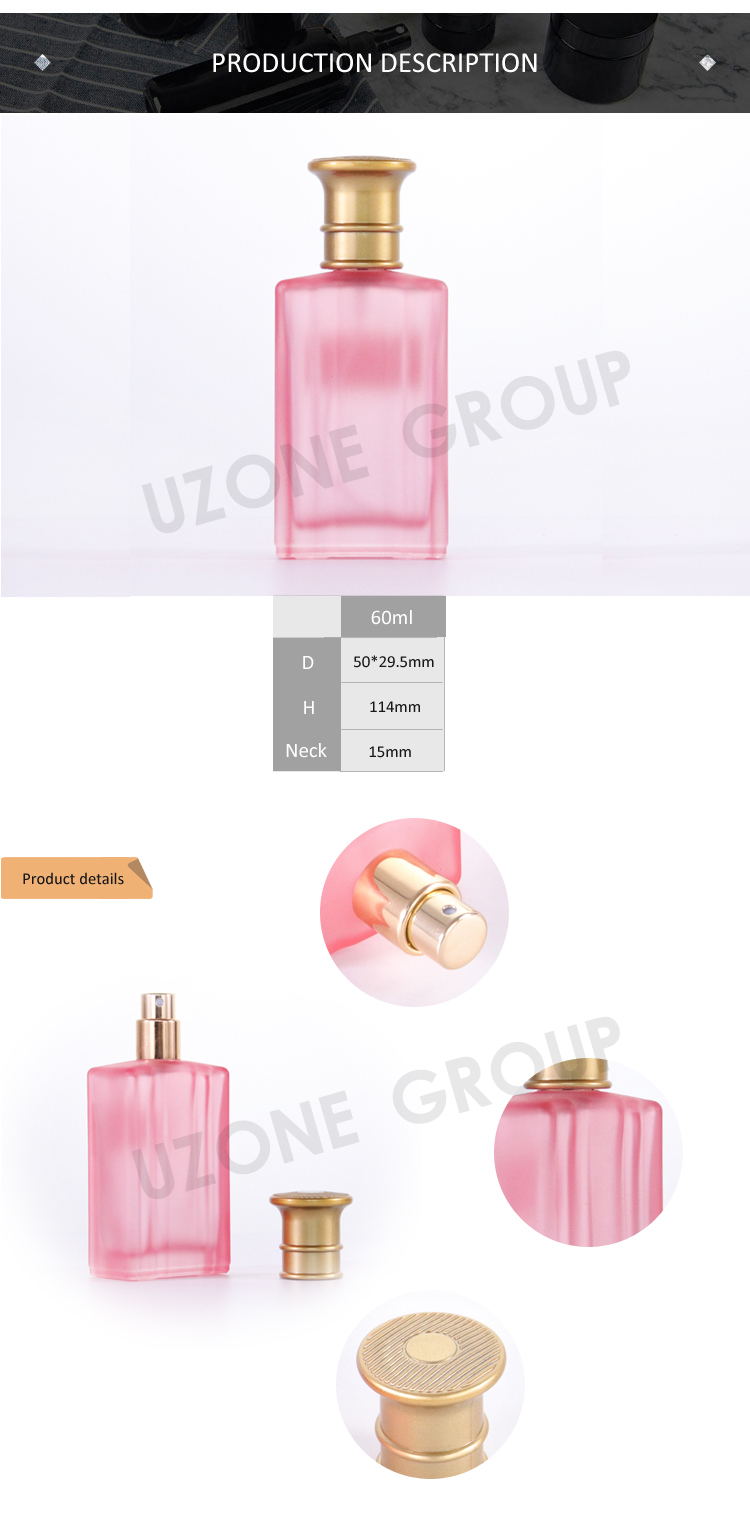 Frasco de perfume de vidrio personalizado de 60 ml con bomba