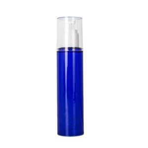 Botella de loción de plástico esmerilado azul para baño