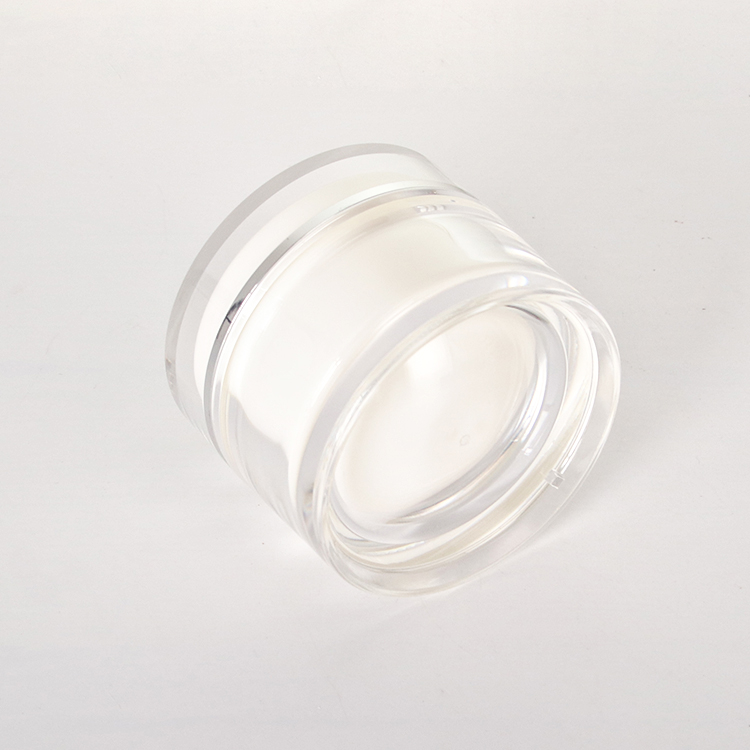 Frascos de acrílico de gama alta de 15 ml, 30 ml, 50 ml, 100 ml con tapa de rosca blanca e interior de PP