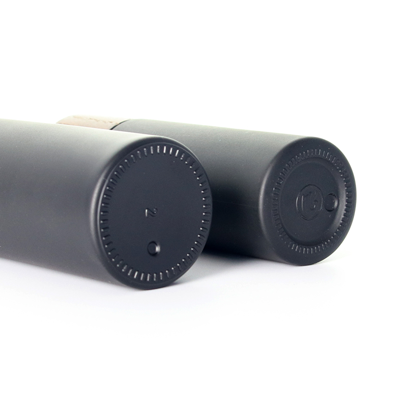 Botellas de vidrio de bomba de loción con tapa de bambú negro cosmético de 15,30,60,120 ml