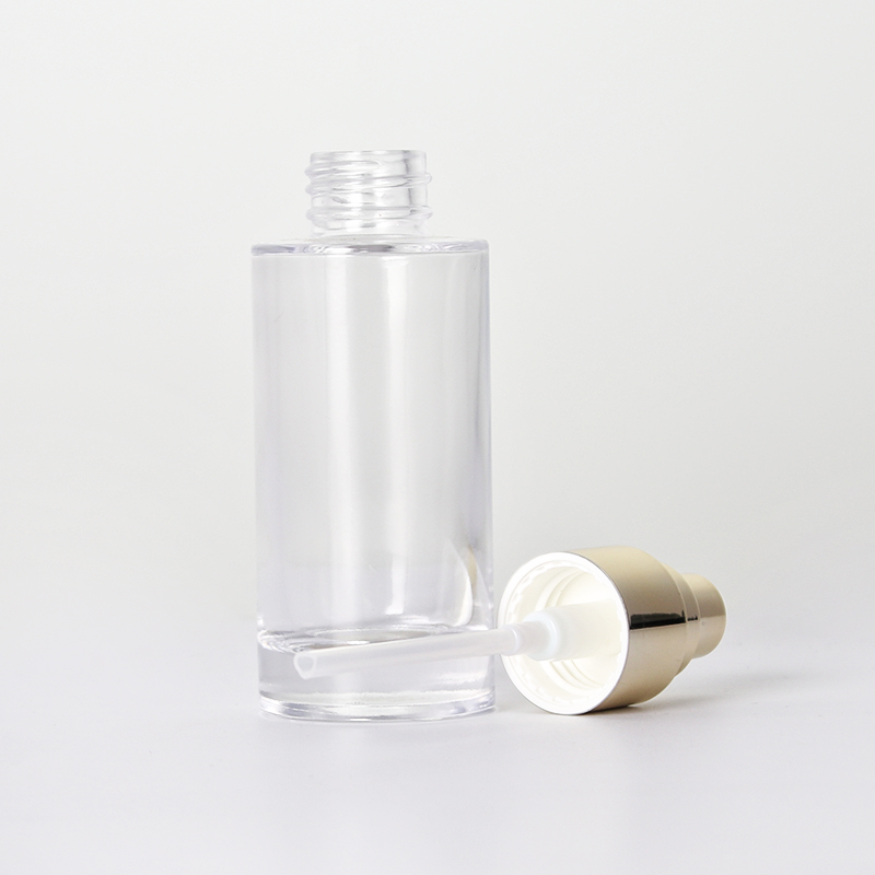 Empaquetado de botella de loción de vidrio transparente de 150 ml